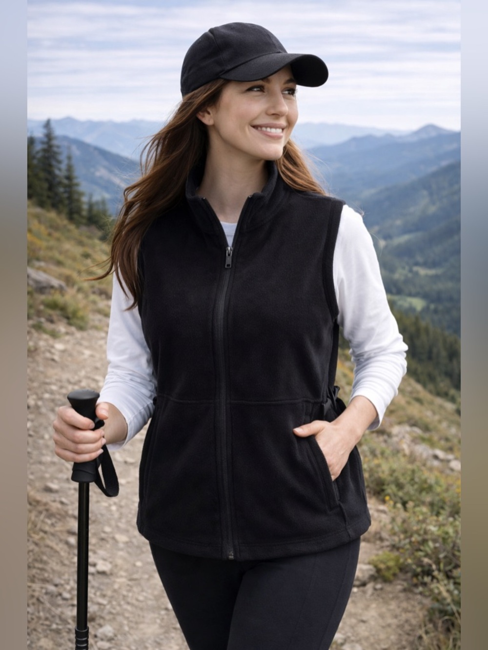 Fleece Zip Vest Plus Size Soft Lightweight Cinch Waist Unisex Minimalist Layer